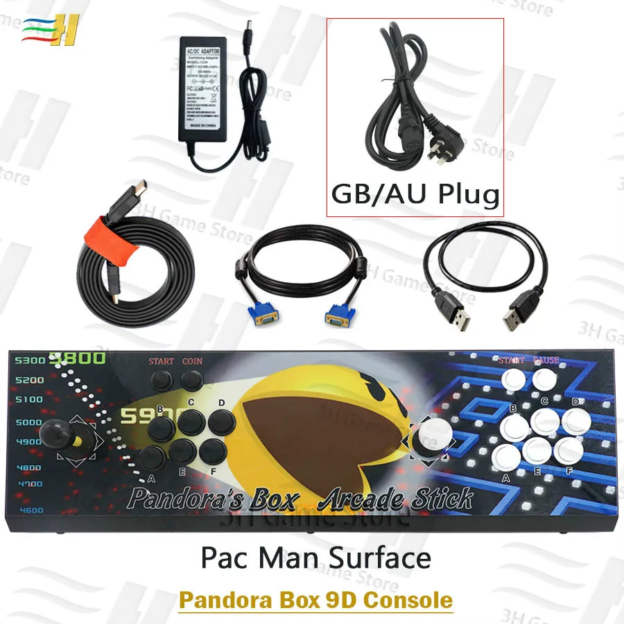 PB9d pacman GB Pandora Box 9d 2500 В 1 аркадная игровая консоль поддержка 3P 4P usb подключение геймпада Поддержка 3d tekken 1 2 3 Mortal Kombat 1 2 3 4 - Цвет: PB9d pacman GB