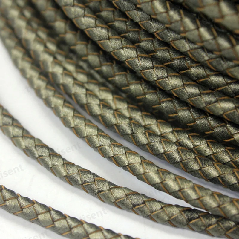 Braided Leather Strap 5mm Diameter Round of Real Leather Craft for