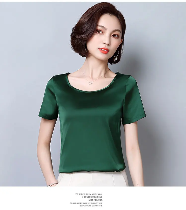 New Korea Fashion Blusas Mujer 2018 Summer Short Sleeve Plus Size Shirts Women Blouses Casual Wine Green Slik Tops Ladies (12)