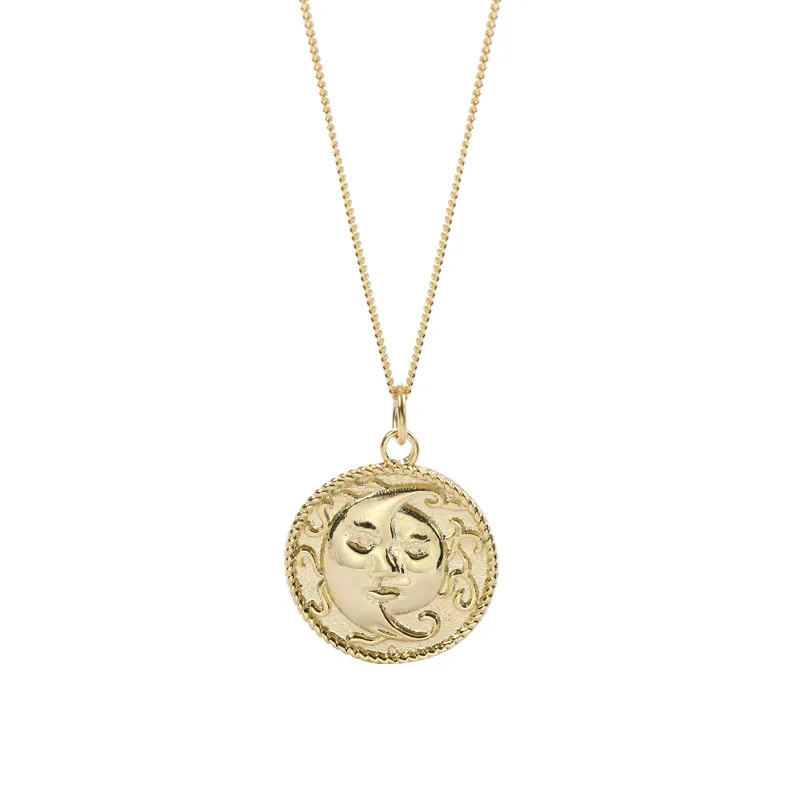 LouLeur настоящая 925 пробы фигурка из серебра Солнце Луна ожерелье дизайн золотой цвет кулон ожерелье для женщин модное ювелирное изделие