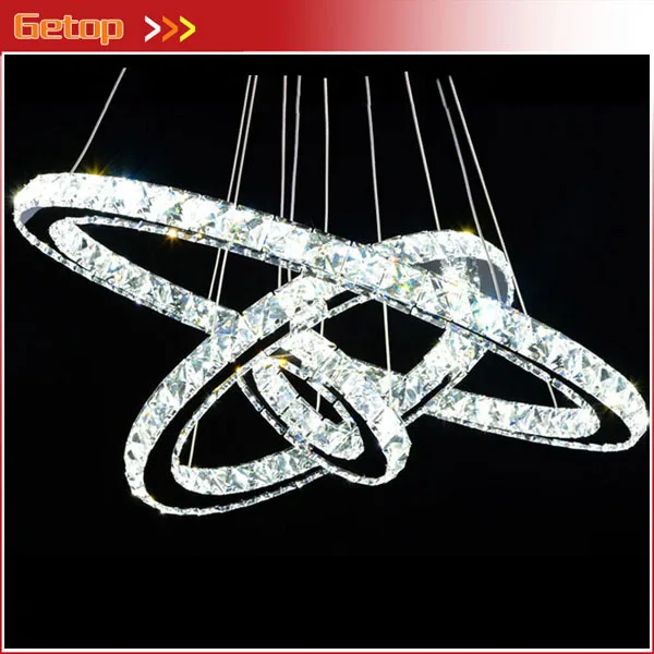 Free Style Modern Minimalist Three Rings Led K9 Crystal Chandelier Free Style Modern Minimalist Three Rings Led K9 Crystal Chandelier Creative Circle Lamp For Living