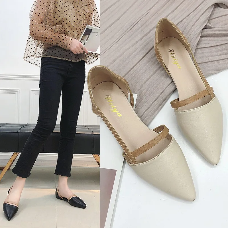 

2019 spring hollow coarse sandals high-heeled shallow mouth pointed pumps shoes women Female sexy high heels large size