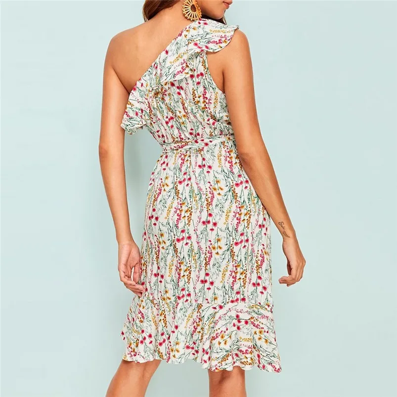 Fashion Camis Beach Dress Sexy Printed Cold Shoulder Mini Flower Pattern Small Fresh Soft Sexy Dress For Ladies Girls 40MY02 (4)