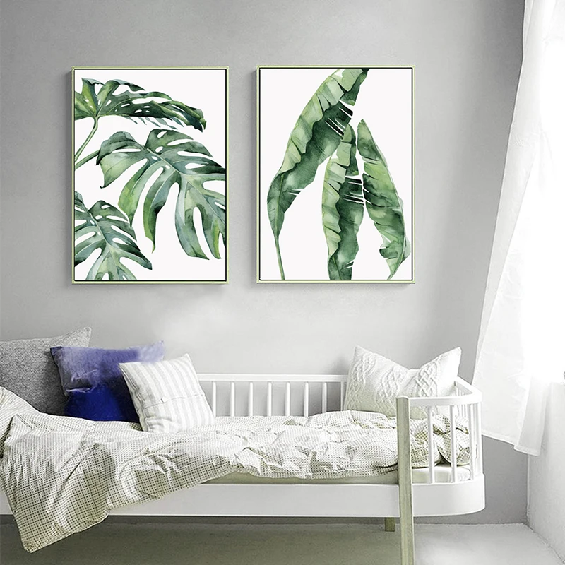 Современная картина с листьями и буквами холст с печатью постера картина дома Спальня стены Искусство растение украшение большая картина