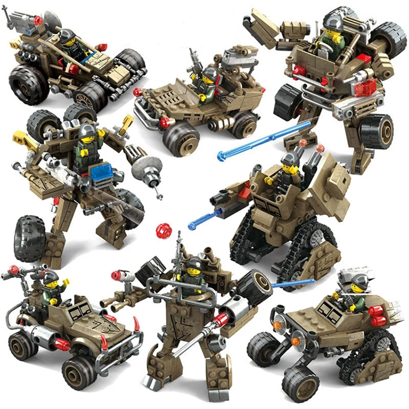 

4 boxes a set 2 in 1 Mar robot blocks Military building blocks Toys for children kids birthday gift learning education toys