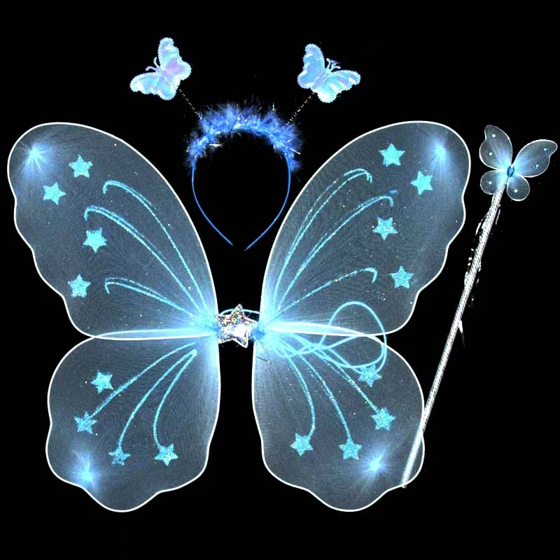 

Girl Fairy Princess Christmas Costume Butterfly Wing Wand Headband 3pcs/Set