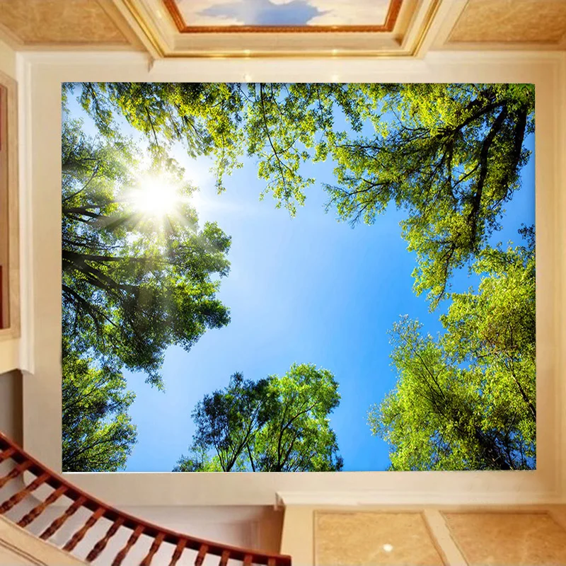 Пользовательские фото обои современный зеленый большой дерево обои спальня гостиная отель ресторан потолок фон фрески обои