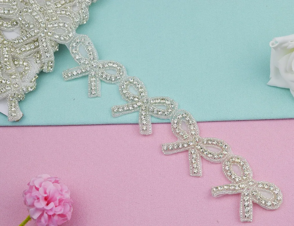 

1 Yard Handmade Clear Crystal Rhinestone Applique Iron-On Sewing Crafts For Wedding Dress Bridal Sash Belt Free Shipping