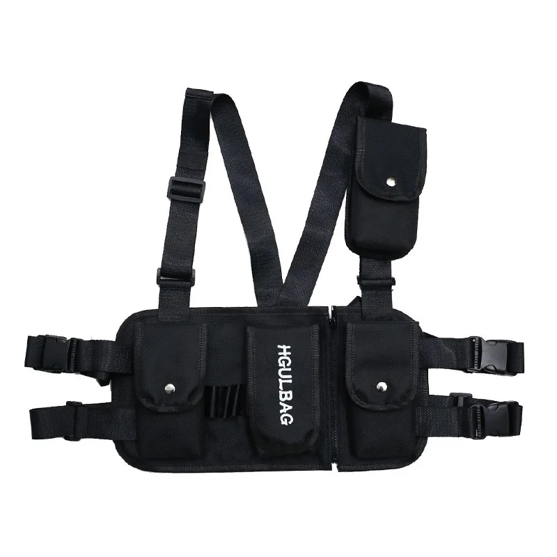 Мужская нагрудная сумка в стиле хип-хоп, уличная одежда унисекс, армейский Тактический нагрудный рюкзак - Цвет: Black   Waist pack