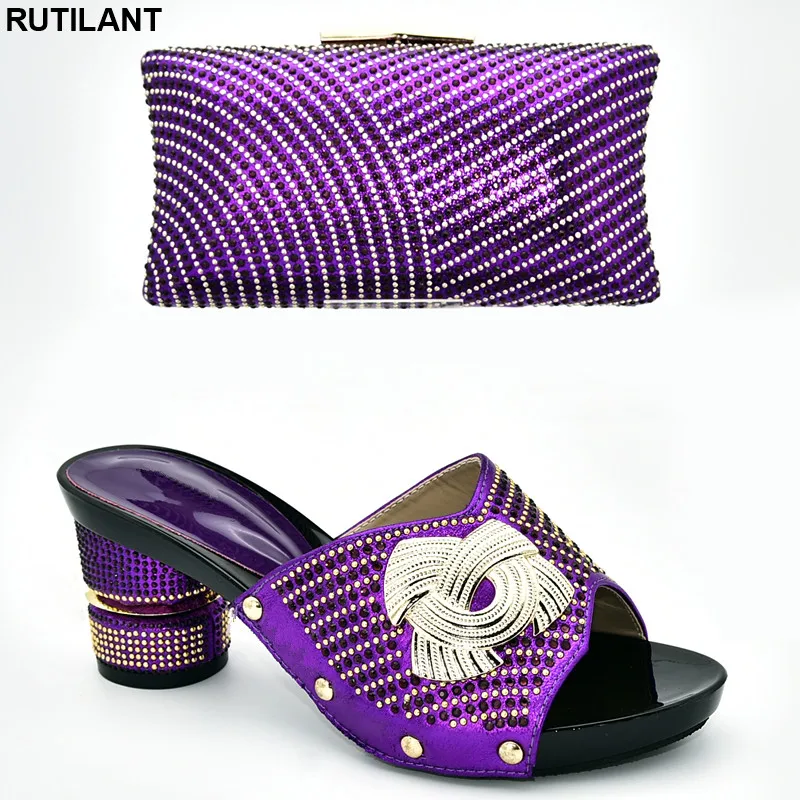 

New Designer Shoes Women Luxury 2019 Women Shoes and Bag Set In Italy Matching Shoes and Bag Set In Heels Elegant Crystal Shoes