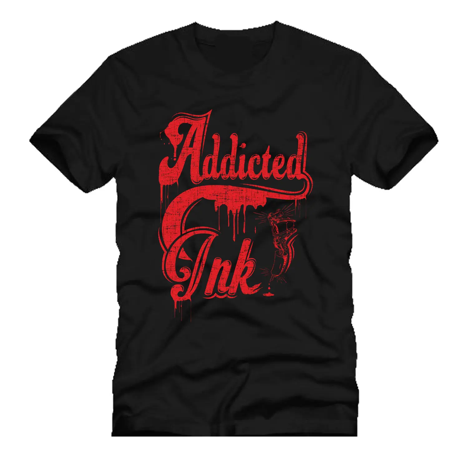 ADDICTED TO INK tattooed gun artist typograph words dtg Мужская футболка футболки для девочек подарок