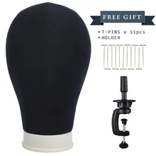 Черный Поли Голова Холст блок голова парик делая волосы утка/парик дисплей стиль укладки манекен головы фен 21-25 дюймов