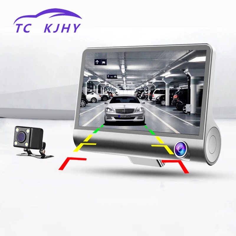 4 дюймов Dash Cam Автомобильный dvr три рекордера скрытый автомобиль мониторинг и реверсивное изображение двойной объектив широкоугольный ночного видения HD