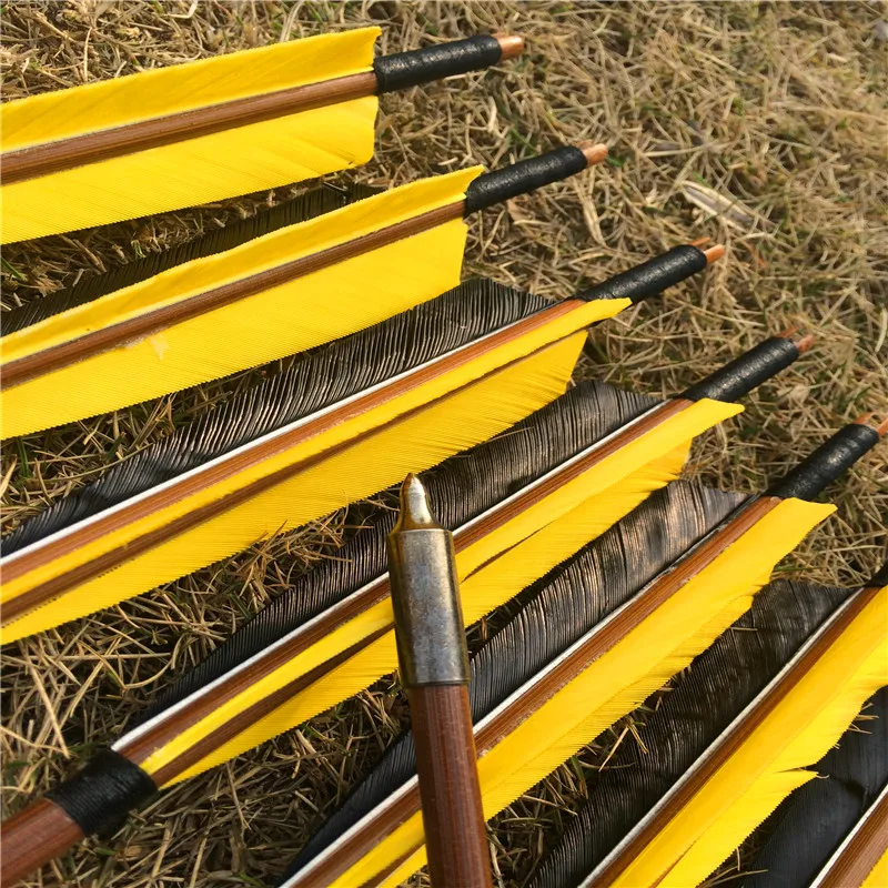

6/12pcs 32'' Handmade Bamboo Arrows For Recurve Longbow Hunting Archery