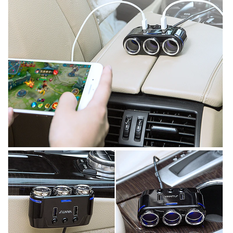 

12v Car Lighter USB Adapter Socket Power Outlet Extend Car Cigarette Lighter Splitter Automobiles Charger Dual USB Accessories