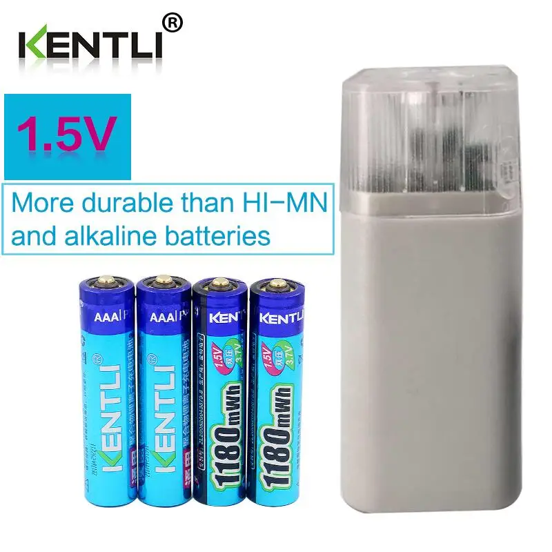 

4 pcs kentli 1.5v aaa CAMERA lithium Li-polymer rechargeable battery + 4 ports slots channels aa aaa charger with flashlight