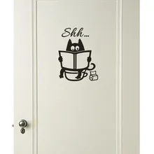 2 # Cute Cat Shh toilette rimovibile arte vinile murale Home Room Decor adesivi murali forniture per la casa Necesidades Diarias Del Hogar