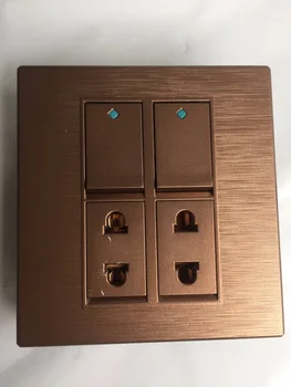 

Brown color 2+2 pakistan series brushed plate wall switch socket sample