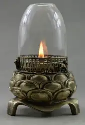 Утонченная китайская Коллекционная оформлен Старый ручная Медь лотоса керосиновой лампы
