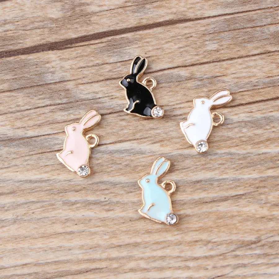 

10pcs 10x16mm enamel rabbit charm for jewelry making fashion earring pendant fashion charms