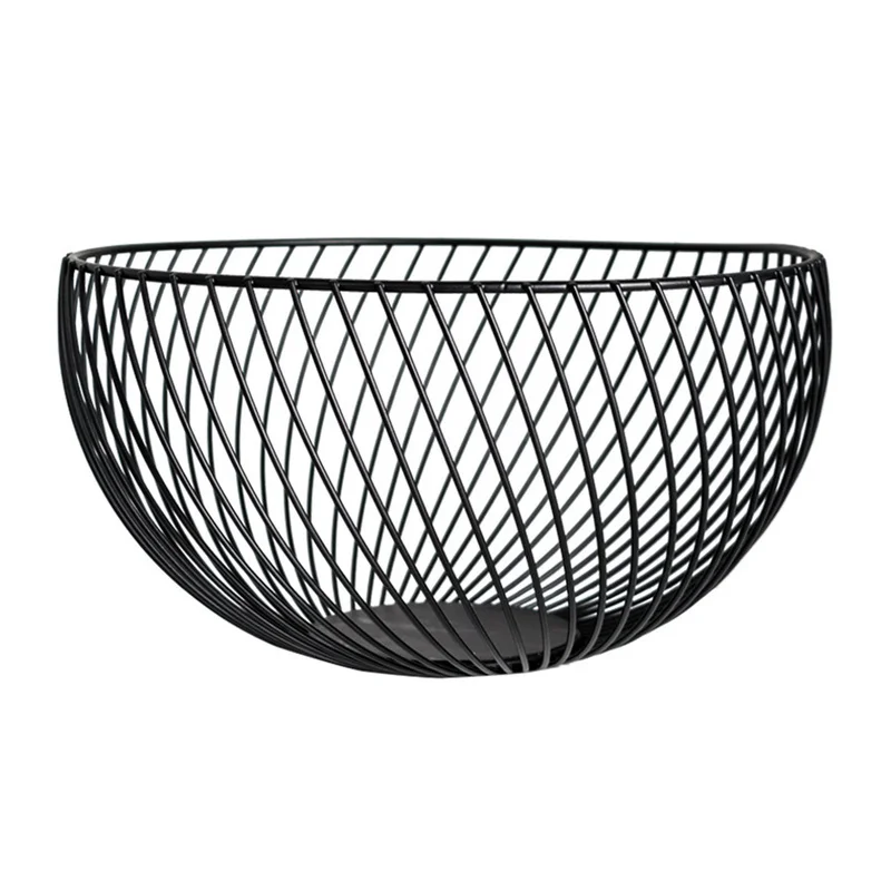 

2019 Nordic Style Black White Wrought Iron Storage Basket Ins Popular Desktop Fruit Basket Modern Home Metal Organizer Basket