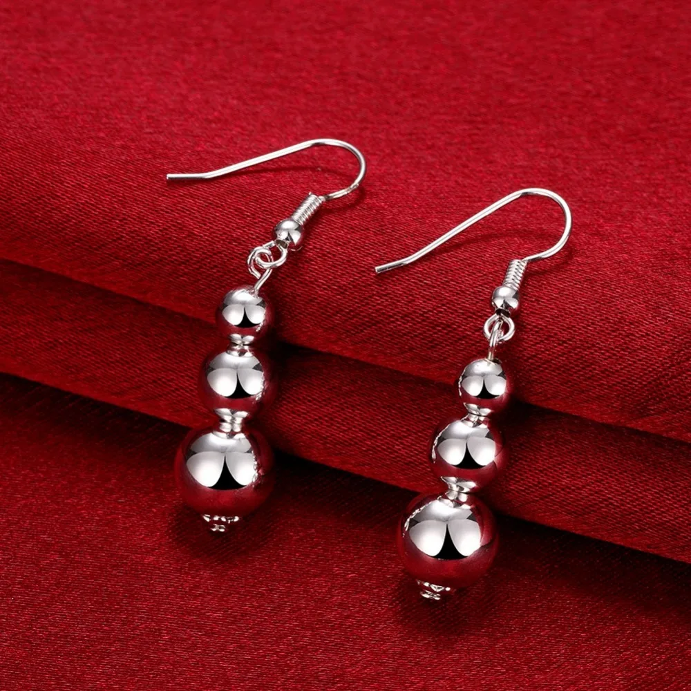 

925 sterling silver fashion women's jewelry earrings, fashion popular long beads-shaped lady ear hook E699