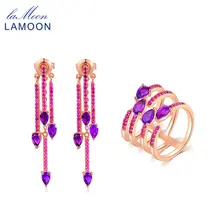 Ламон, Стерлинговое Серебро 925 пробы, каплевидный Фиолетовый аметист, натуральный драгоценный камень, ювелирный набор, хорошее ювелирное изделие для женщин, свадебные V049-y-9