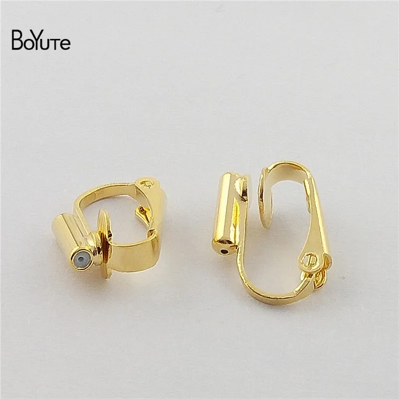 BoYuTe 5 Pairs 4 Colors 1316MM Metal Brass Adjustable No Pierced Ear Clip Diy Earring Converter Jewelry Accessories (1)