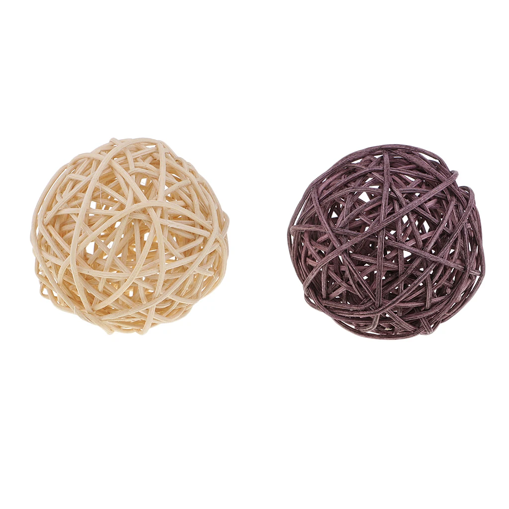 30 Pieces Natural Wicker Rattan Ball 7cm Twig Orbs Balls DIY Embellishments Wedding Ornaments Crafts
