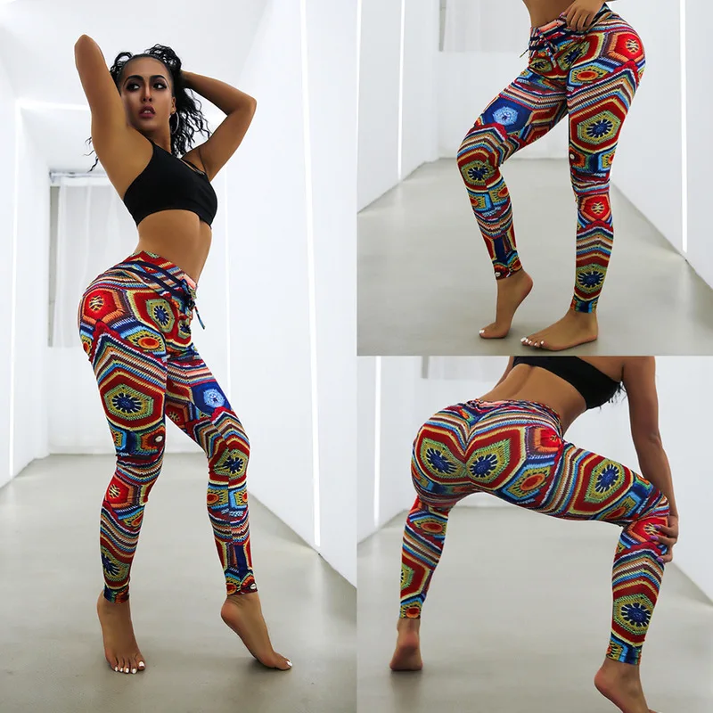

Sports Pants Fitness Runningplus Size Leggings Geometric Printing High Waist Sweatpants Bottoming Leggins Sport Women Fitness