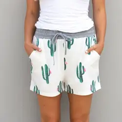 Женские шорты летние женские модные эластичные шорты с принтом кактуса женские джинсовые шорты больших размеров женские летние свободные