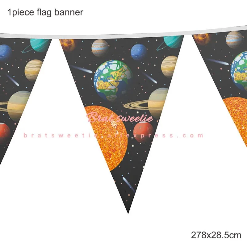 Космические вечерние космонавты и ракеты корабль фольгированные шары галактика солнечная система тема вечерние для мальчиков детские украшения на день рождения - Цвет: space flag banner