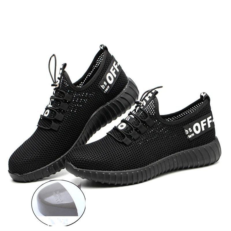 

New casual shoes breathable safety shoes men's Lightweight summer anti-smashing piercing work sandals Single mesh sneakers 35-46