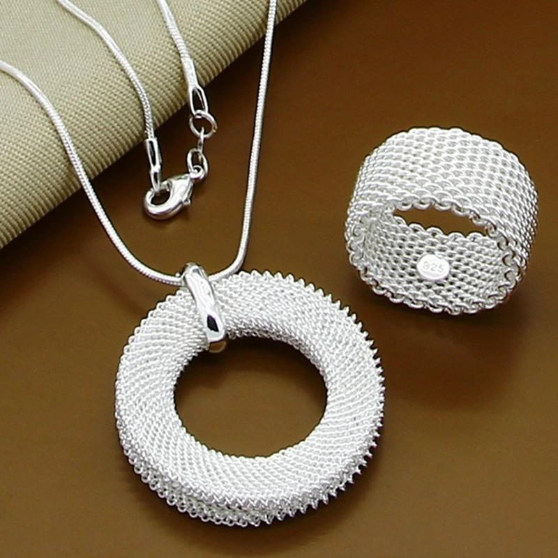 Silver jewelry set, fashion jewelry sets silver rings + Necklaces for women in Jewelry Sets