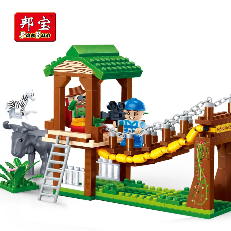 

BanBao Educational Building Bricks Bridge Camp National Zoo Park Animal Blocks Model Toys Kid Children 6658 Compatible With Lego