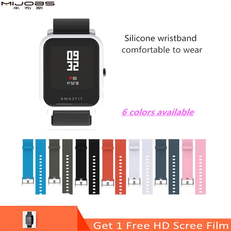 Mijobs 20 мм спортивный силиконовый ремешок на запястье для Xiaomi Huami Amazfit Bip BIT PACE Lite Youth