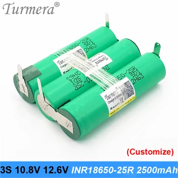 

3s battery 18650 pack 18650 2500mah battery 25r 10.8v 12.6v 20a soldering battery for screwdriver tools battery customized JAN12