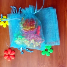 1000 шт 17*23 см озеро голубое из органзы Подарочная сумка Стенд для ювелирных украшений сумки Сумка на шнурке для браслетов/ожерелье/сумка из пряжи