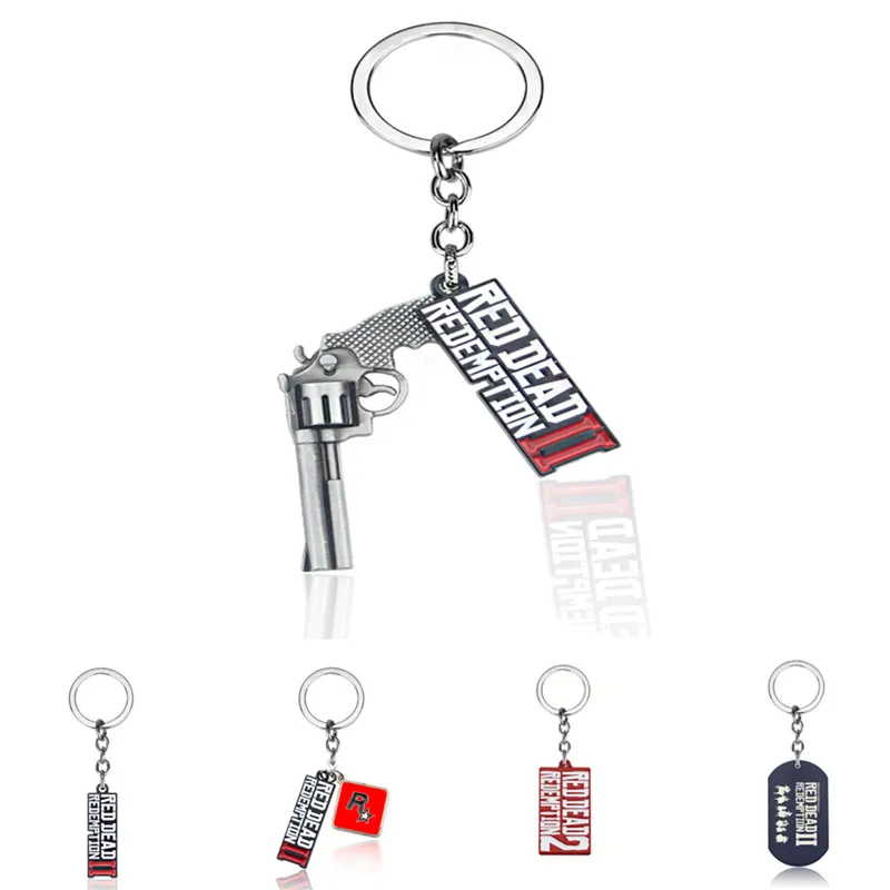 

Hot Game Movie Red Dead 2 Redemption Dog Tags Keychain Fashion Metal Alloy Gun Car Key Holder Keyrings Jewelry Graduation Gift