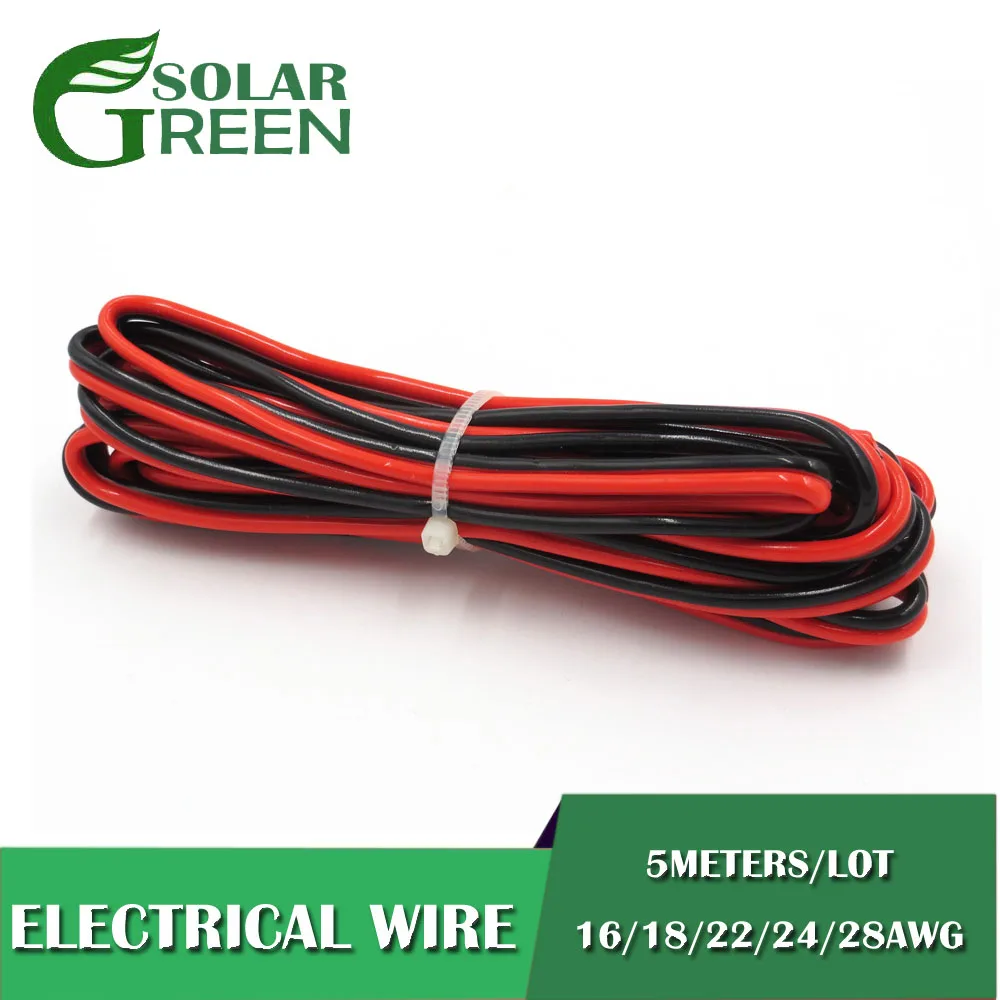 5 м X черный + красный медный кабель Электрический 16ag 18awg 20awg 24awg 28awg ПВХ