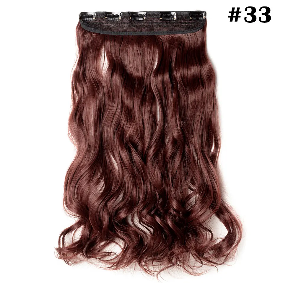 dark auburn SNOILITE, 24 дюйма, синтетические кудрявые длинные волосы на заколках, цельные волосы для наращивания, наполовину полные волосы, черные, коричневые, красные волосы для женщин - Цвет: dark auburn