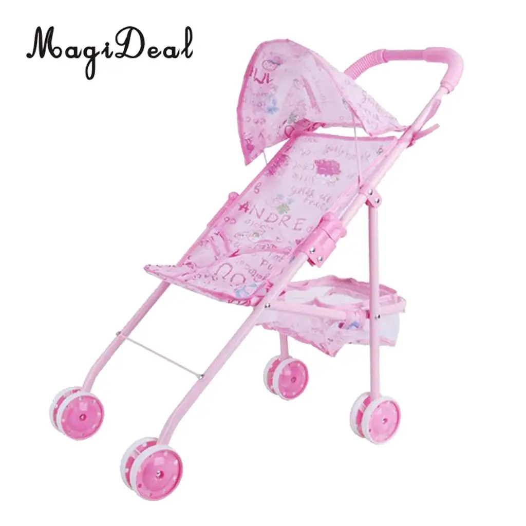 Folding Baby Stroller Toddler Carriage Simulation Furniture Toy for Reborn Doll MellChan Baby Dolls Kids Children Role Play