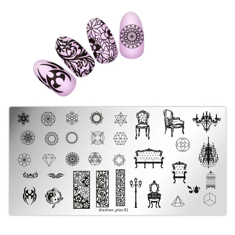 

NEW Nail Stamping Plate Feather Flower Pattern Nail Template DIY Stainless steel Nail Art Stamp Plate Nail Tools