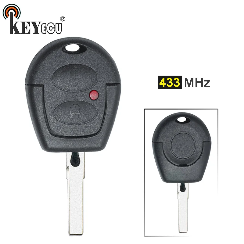 

KEYECU 10x 433MHz Keyless Entry 2 Button Remote Car Key Fob for Volkswagen GOL with Uncut Blade