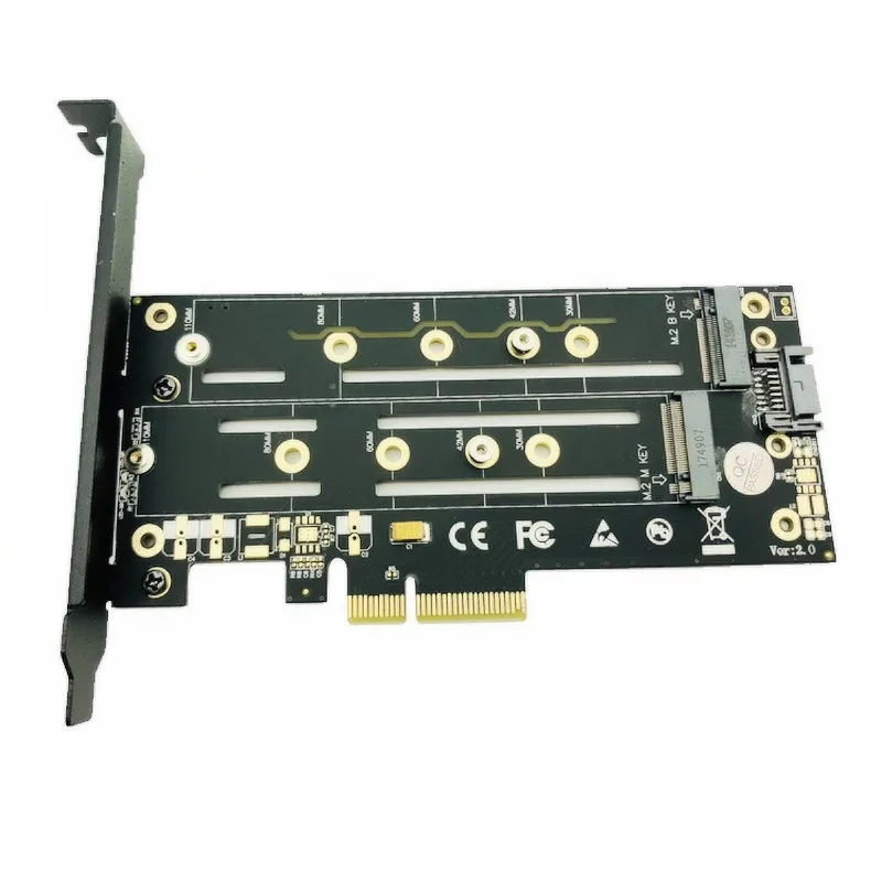 M.2 NVMe SSD NGFF к PCIE X4 адаптер M ключ B двойной интерфейс карты радиатор низкопрофильный