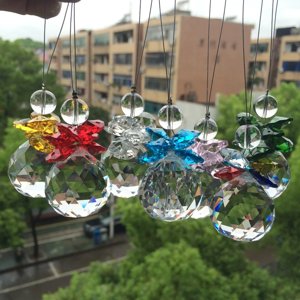 

Lovely Crystal Glass Beads faceted ball Pendant For Christmas Tree Home Decoration Accessories Suncatcher Hanging figurine craft