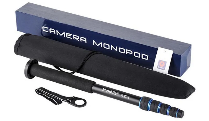 Monopod de Alumínio com Dobrável Base de Equilíbrio Manbily Profissional Câmera Três Pés Suporte Tripé A-222 65-inch - Image 6