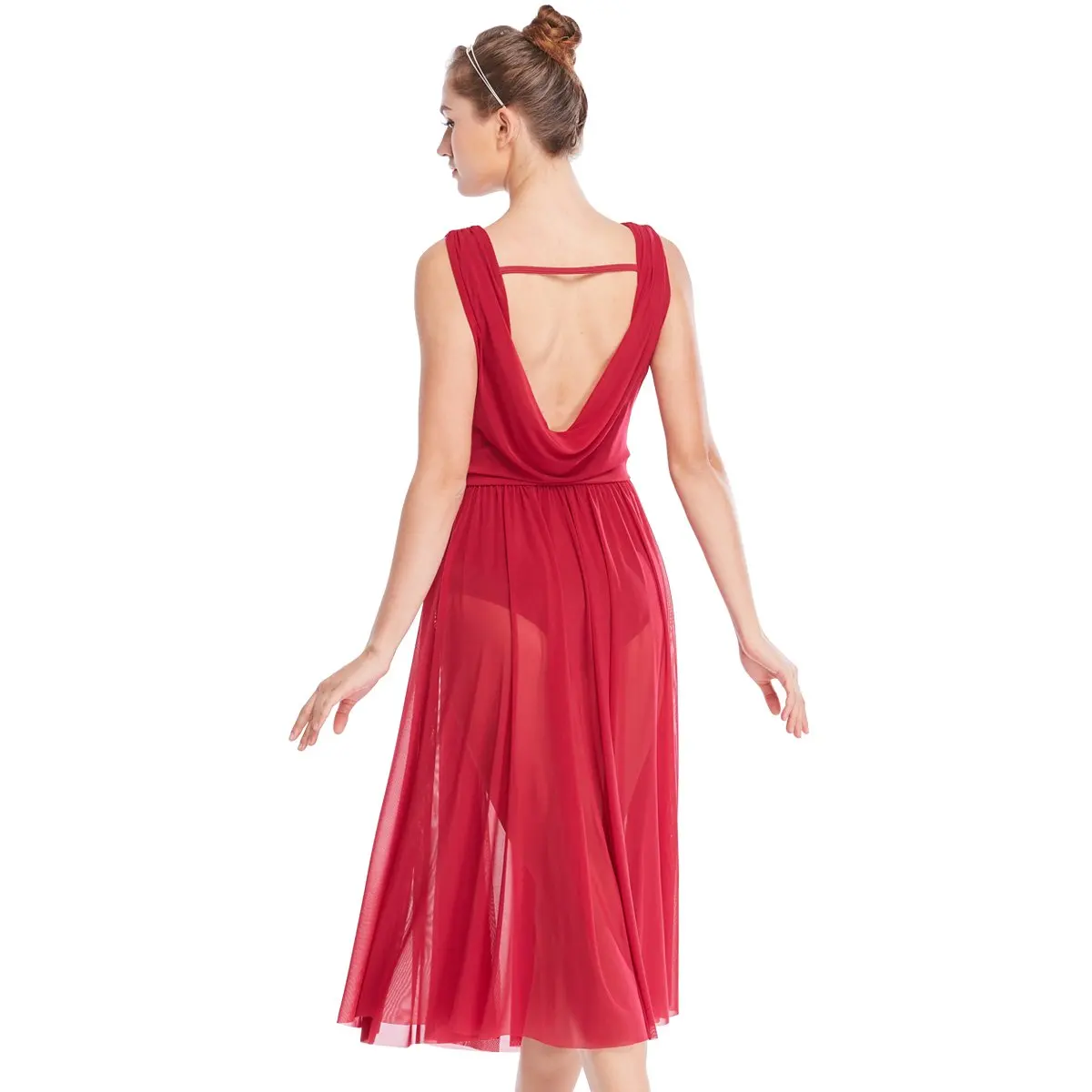 MiDee элегантные лирические современные танцевальные костюмы платья с глубоким вырезом на спине длинное платье