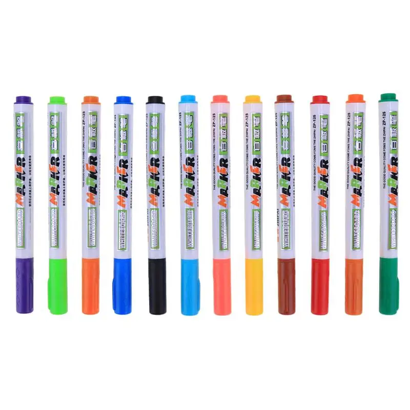 

12 Color/Set Erasable White Board Whiteboard Marker Pen Art Drawing Permanent Oil-Ink Mark Pen Stationery Office School Supplies