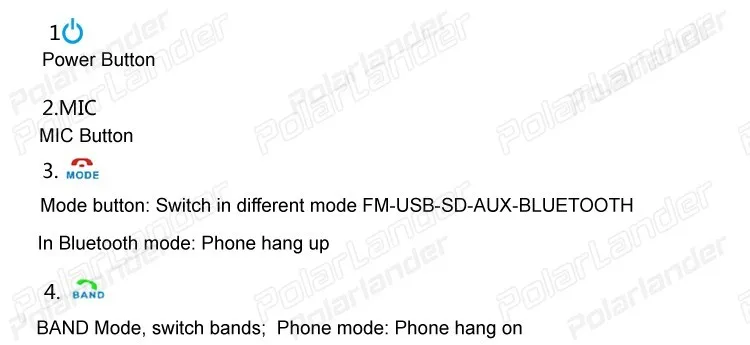 1 din Polarlander Buletooth автомобильный радиоприемник Mp3 плеер FM USB SD TF AUX IN 12V автомобильный аудио стерео с разъемом ISO дистанционное управление